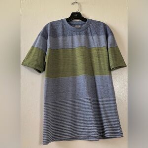 Casual Striped Gray and Green Tee